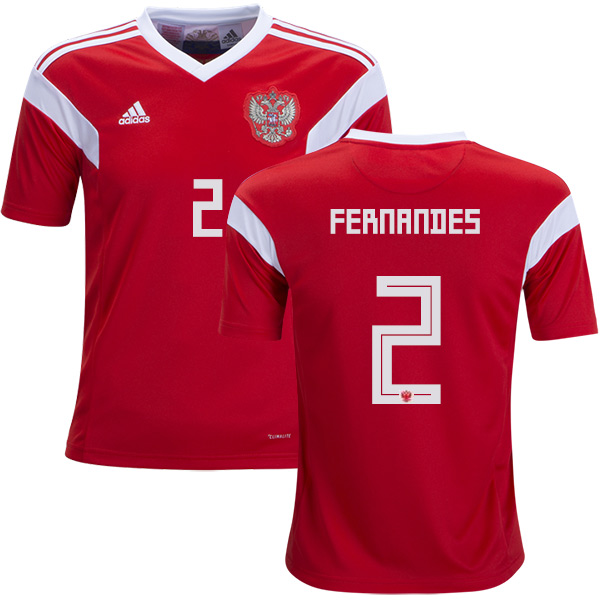 Russia #2 Fernandes Home Kid Soccer Country Jersey